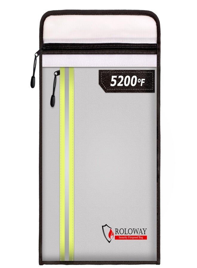 ROLOWAY Fireproof Document Bag (15.5 x 11.5 inch) with 2 Pockets and 5200℉ Aluminum Foil Layer, Fireproof Bag for Document Safe (Silver) - Image 1